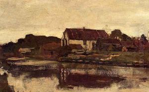 A Farm On The Waterfront by Jan Hendrik Weissenbruch