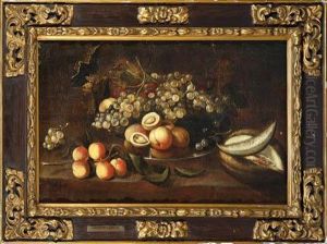Bodegon De Frutas Con Melocotones, Uvas Y Melon by Felix Lorente