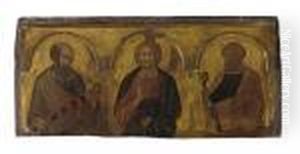 Christ Between Saints Paul And Peter by Pietro Lorenzetti
