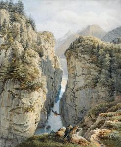 Eingang Zur Aareschlucht Bei Innertkirchen by Gabriel I Lory