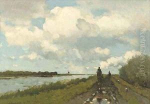 Langs de Vaart along the river near Noorden by Jan Hendrik Weissenbruch
