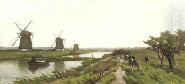 Windmills in a polder landscape - view 1