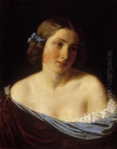Portrait Of A Young Woman by Karoly Lotz