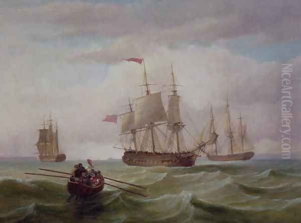Three East Indiamen in the Bristol Channel - view 1