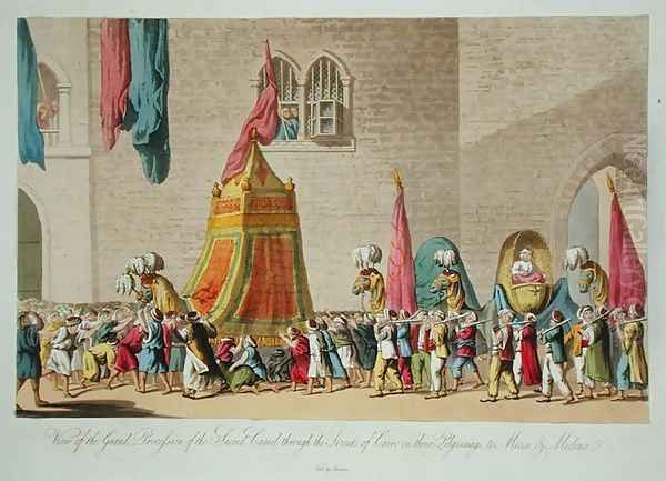 A View of the Grand Procession of the Sacred Camel through the Streets of Cairo on their Pilgrimage to Mecca and Medina, pub. 1822 - view 1