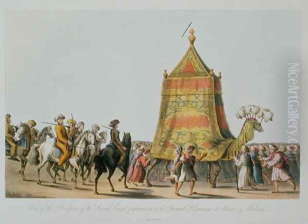 View of the Procession of the Sacred Camel preparatory to the Annual Pilgrimage to Mecca and Medina, pub. 1822 - view 1