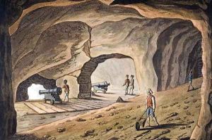 Inside a gallery on the Rock of Gibraltar, engraved by Joseph Constantine Stadler (fl.1780-1812) Inside a gallery on the Rock of Gibraltar, engraved by Joseph Constantine Stadler (fl.1780-1812)