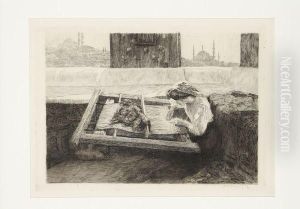 Tisseuse De Tapis, Constantinople En Arriere-plan