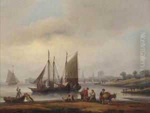 A View Of Southampton From The East Across The River Itchen by Thomas Luny