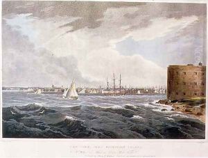 New York, from Governor's Island, engraved by I. Hill, pub. by Henry I. Megarcy, New York, 1820 by William Guy Wall