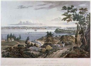 New York from Weehawk, engraved by I. Hill, 1820-3 by William Guy Wall