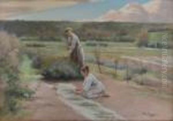 Femme Et Fillette, La Cueillette De Lavande - view 1