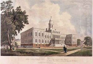 City Hall, engraved, printed and coloured by I. Hill, 1826 by William Guy Wall