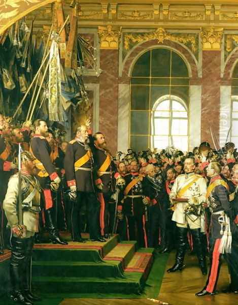 The Proclamation of Wilhelm as Kaiser of the new German Reich, in the Hall of Mirrors at Versailles on 18th January 1871, painted 1885 - view 1