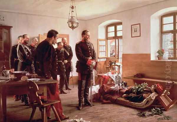 Crown Prince Frederick by the corpse of General Douay at the Battle of Wissembourg, 1870 - view 1