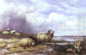 A Landscape with Sheep and boat, 1866