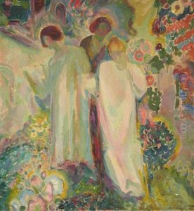 Three Women In A Garden by Henry Bainbridge Maccarter