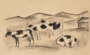 Kuhe Auf Der Weide by August Macke