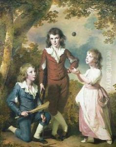 The Children of Hugh and Sarah Wood of Swanwick, Derbyshire by Joseph Wright