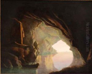 Grotto in the Gulf of Salerno, Sunset by Joseph Wright