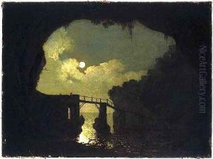 Bridge through a Cavern, Moonlight by Joseph Wright