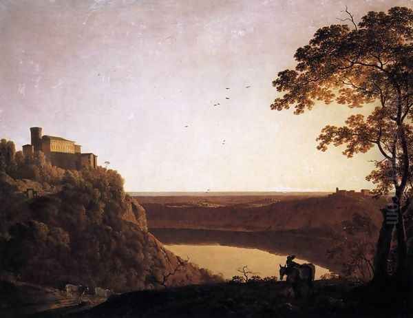 View of the Lake of Nemi at Sunset by Joseph Wright