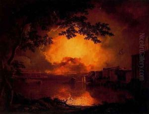 Illumination of the Castel Sant'Angelo in Rome by Joseph Wright