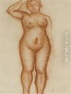 Femme Nue Debout En Face, Un Bras Leve by Aristide Maillol