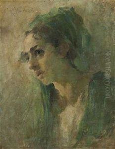 The Head Of A Girl by Konstantin Egorovich Egorovich Makovsky