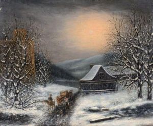 Charrette De Foin Dans La Neige