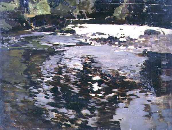 Sunlight reflected upon a wide riverscape - view 1