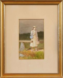 Barfotakvinna Med Hatt by August Malmstrom
