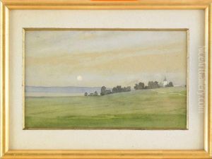 Tillskriven, Landskap, Akvarell, 12,5x21 by August Malmstrom