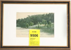 Skargardsbild, Signerad A. M-m, Akvarell, 14x21,5 by August Malmstrom