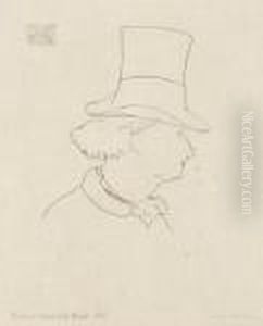 Baudelaire De Profil En Chapeau by Edouard Manet