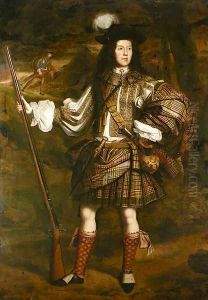 A Highland Chieftain Portrait of Lord Mungo Murray (1668-1700), full-length, in highland dress, holding a flintlock sporting gun in his right hand A Highland Chieftain Portrait of Lord Mungo Murray (1668-1700), full-length, in highland dress, holding a flintlock sporting gun in his right hand