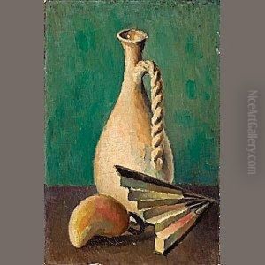Still Life With Jug, Pear And Fan by Edward Middleton Manigault