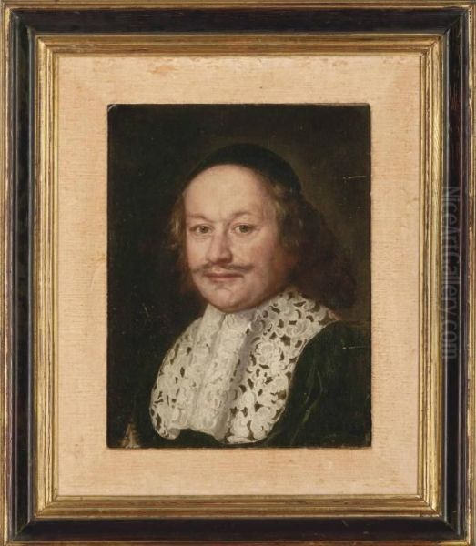 Portrait Of A Gentleman, Bust-length, In A Black Coat, Lace Collar And Cap - view 1