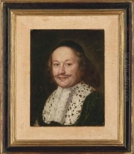 Portrait Of A Gentleman, Bust-length, In A Black Coat, Lace Collar And Cap by Carlo Maratta or Maratti