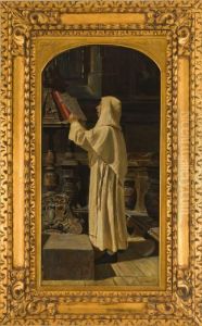 Interno Di Chiesa Con Monaco by Salvatore Marchesi