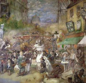 Decorative panel depicting Paris, Salon de la Commission du Personnel by Adolphe Willette