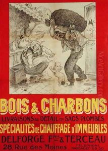 Poster advertising Delforge, Freres & Terceau, wood and coal suppliers, 1922 by Adolphe Willette