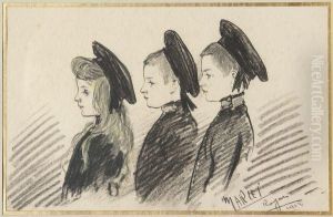 Portraits De Trois Enfants De Profil by Marie