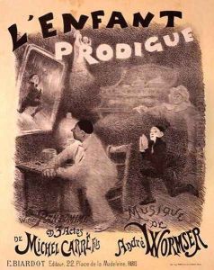 Reproduction of a poster advertising The Prodigal Son, a pantomime by Michel Carre, 1890 by Adolphe Willette