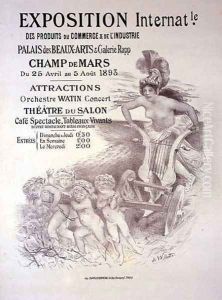 Reproduction of a poster advertising an 'International Exhibition of Commercial and Industrial Products', Palais des Beaux-Arts and Galerie Rapp, Champ de Mars, Paris, 1893 by Adolphe Willette