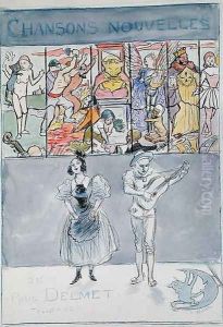 Illustration for 'New Songs of Paul Delmet published by Henri Tellier, c.1895 by Adolphe Willette
