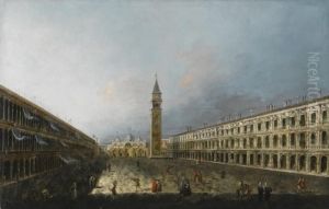 Venice, A View Of Piazza San Marco Looking Towards The Basilica by Michele Marieschi