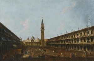 Venice, A View Of The Piazza San Marco Looking Towards The Basilica by Michele Marieschi