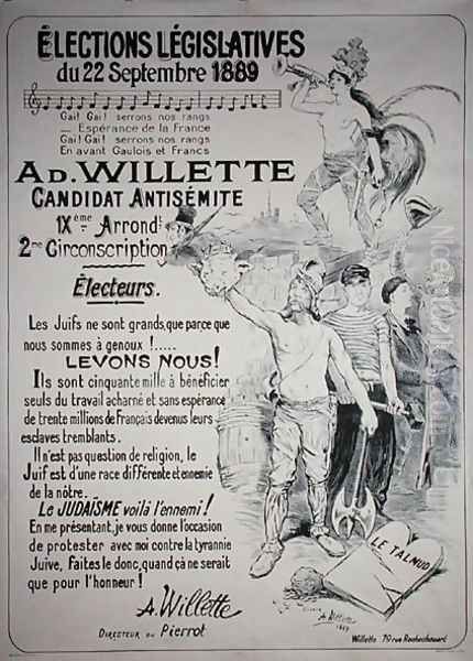 Poster promoting the election of the artist in the Legislative Elections of September 1889 - view 1