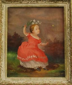Portrait Of A Little Girl With Lilies And Butterfly Portrait Of A Little Girl With Lilies And Butterfly